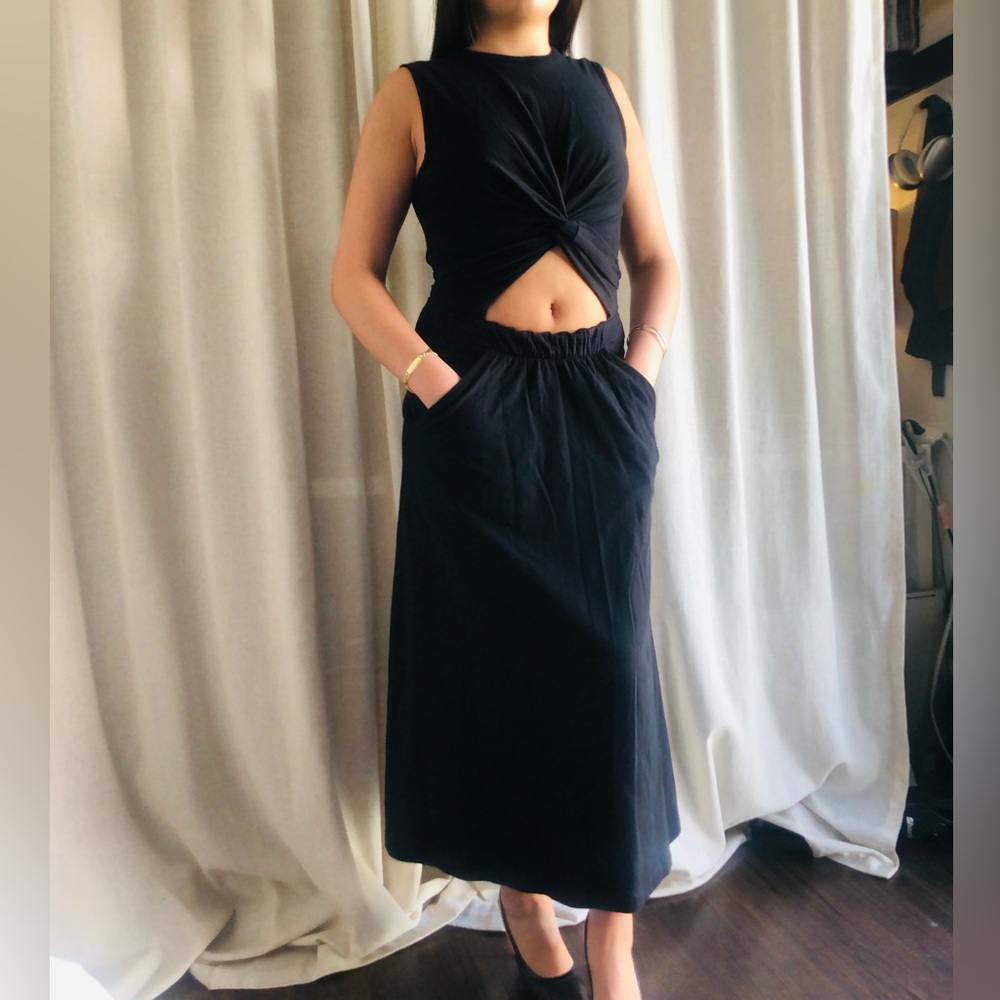 Alexander Wang Black Twist-Knot Cutout Maxi Dress